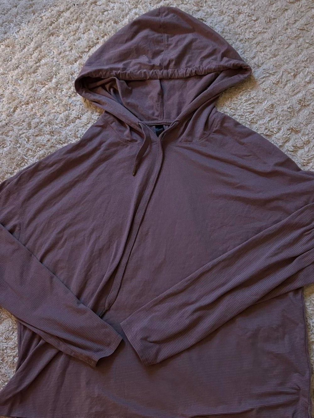 womens Mauve Hooded Long-Sleeve Sweater - Lightweight Pullover